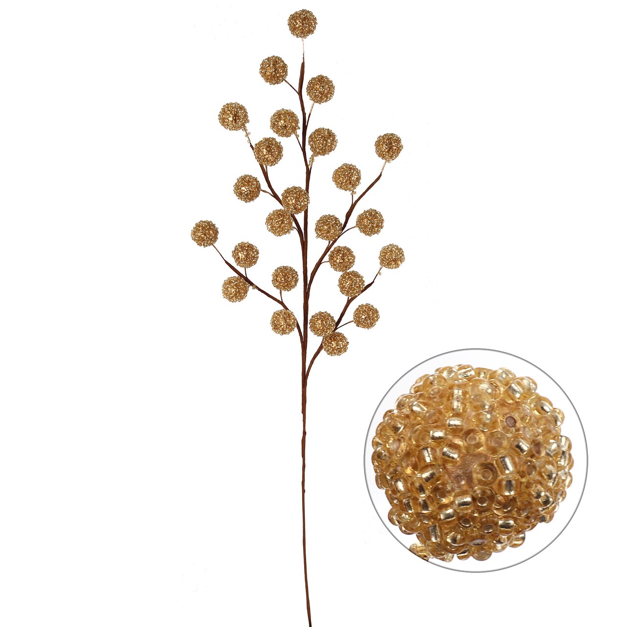 Gold Beaded Berry Spray: Set of 12, 17-Inch, with 25 Berries by Floral Home®, Floral Home by Artificial Flowers